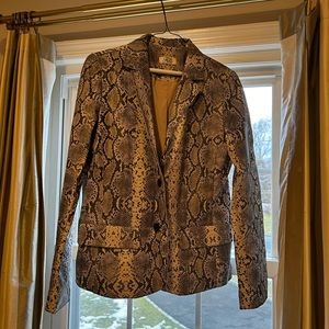 Snake skin pattern vegan leather blazer
